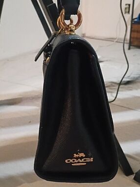 COACH Black Leather Shoulder Bag with Gold Hardware